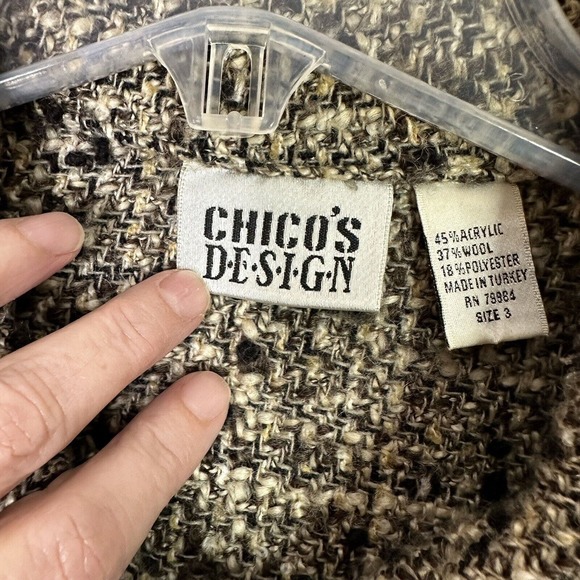 Chicos Sweater Jacket Women Sz 3 XL 16 Tweed Boucle Wool Mohair Blend Shacket - Picture 3 of 15